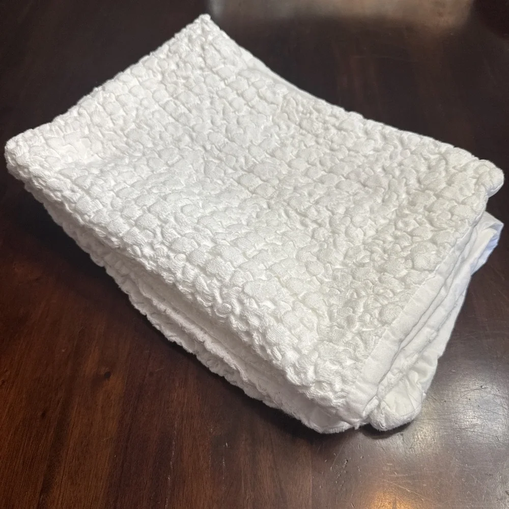 West Elm STANDARD Pillow Shams Cotton Waffle in White Textured Set Pair 2